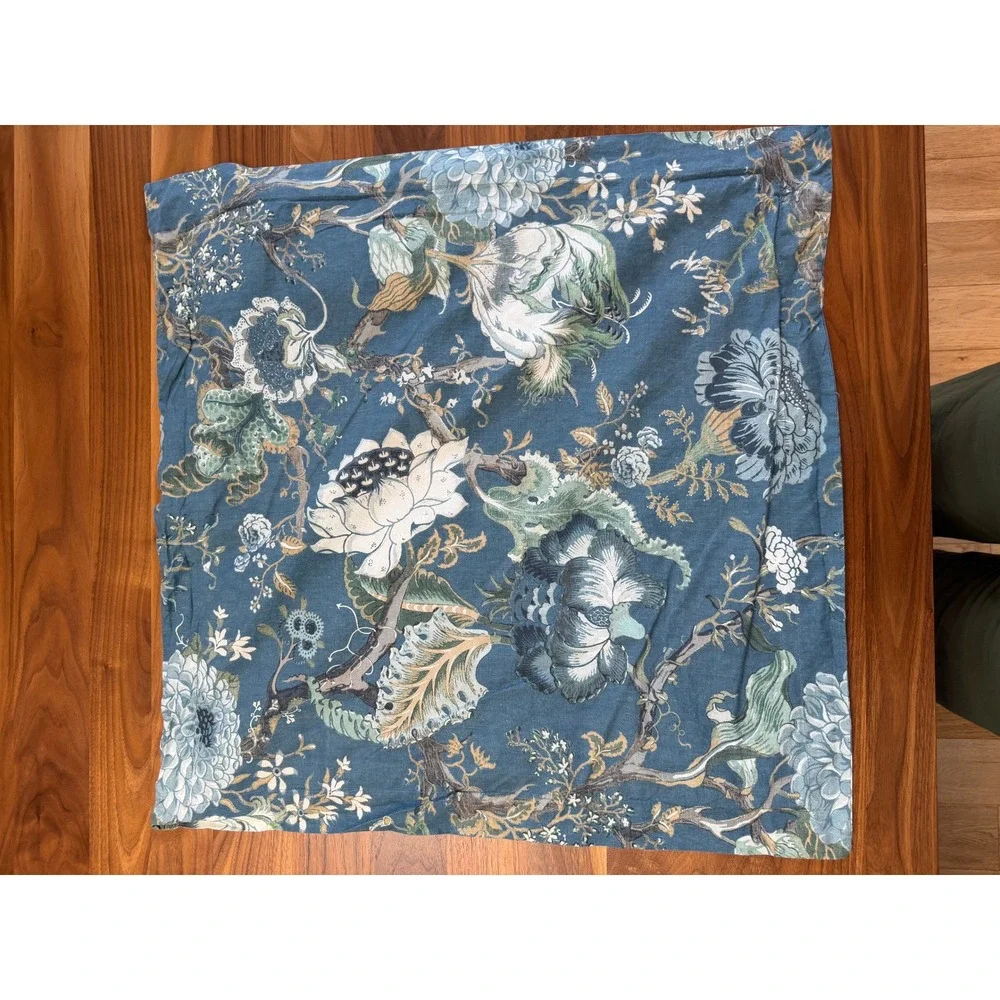 Pottery Barn Dahlia Floral Euro Sham 26x26 Set of Two Blue Multi Cotton Set of 2